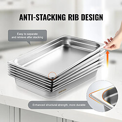 Acheter VEVOR 6PCs Bac Gastronorme GN 1/1 Récipient Inox Bain-marie 6,7 cm Profondeur