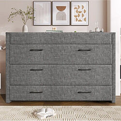 STILVORA Lit escamotable 140/200 cm gris en lin avec USB Type-C et tiroir pas cher