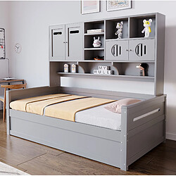 STILVORA Lit banquette 90/200 cm gris en bois avec rangement hydraulique pas cher