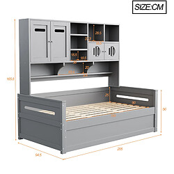 Acheter STILVORA Lit banquette 90/200 cm gris en bois avec rangement hydraulique