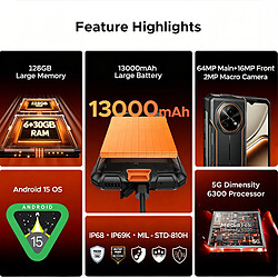 Avis DOOGEE Fire 7 Smartphone Robuste 5G 6.6" 90Hz 5GB 128GB 13000mAh NFC Android 16