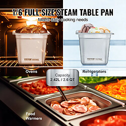 Avis VEVOR 6PCs Bac Gastronorme GN 1/6 Récipient Inox Bain-marie 16 cm Profondeur