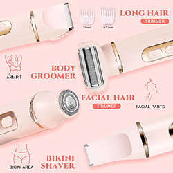 Avis Épilateur HT-597, Rasoir Femmes HATTEKER Tondeuse Visage, 4-en-1, Étanche Rose