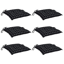Avis vidaXL Coussins de chaise lot de 6 carreaux noir 50x50x7 cm