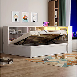 Acheter STILVORA Lit banquette 90/200 cm blanc en bois avec LED rangement et prise intégrée