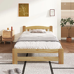 Avis STILVORA Lit simple 90/200 cm naturel en pin massif avec tête de lit et sommier