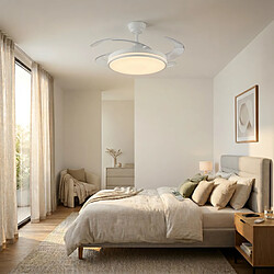 Autres Temps Ventilateur plafond Yatek Rubia blanc LED pales retractables 107 cm pas cher