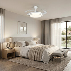 Autres Temps Ventilateur plafond LED Yatek Mia blanc moteur DC pales retractables pas cher