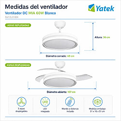 Acheter Autres Temps Ventilateur plafond LED Yatek Mia blanc moteur DC pales retractables