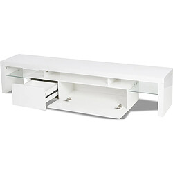 Avis Habitat Et Jardin Meuble TV LED laqué - 187.5 x 34 x 38 cm - Blanc