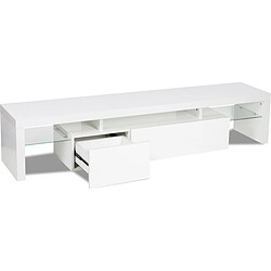 Acheter Habitat Et Jardin Meuble TV LED laqué - 187.5 x 34 x 38 cm - Blanc