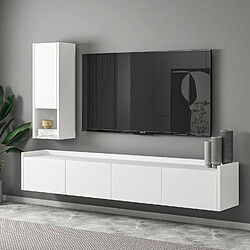 Avis Hanah Home Meuble TV avec étagère murale en bois - 160 x 30 x 35 cm - Blanc