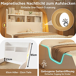 STILVORA Lit enfant 90/200 cm blanc en bois avec étagères et veilleuses pas cher