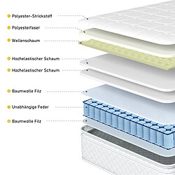 STILVORA Lit double140/200 cm blanc et chêne clair en bois massif et MDF avec 2 tiroirs,matelas pas cher