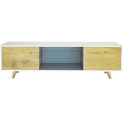 Acheter Habitat Et Jardin Meuble TV LED - 140 x 42 x 45 cm - Blanc/Chêne