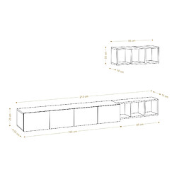 Acheter Hanah Home Meuble TV suspendu avec étagère murale en bois - 215 x 32 x 25 cm - Blanc