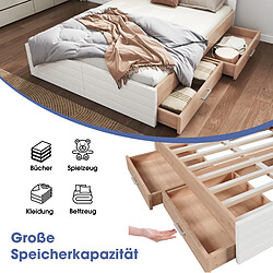 STILVORA Lit double 160/200 cm blanc et chêne clair en bois massif et MDF avec matelas pas cher