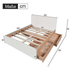 Acheter STILVORA Lit double 160/200 cm blanc et chêne clair en bois massif et MDF avec matelas