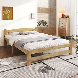 Avis MIVRAY Lit double adulte 140x200 cm, 15 lattes, bois massif, Couleur naturelle