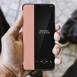 Avis Avizar Étui Folio pour Huawei P30 avec Grande Fenêtre de Visualisation Rose champagne