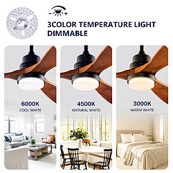 Avis DZMDIP Ventilateur plafond LED 107 cm avec télécommande et moteur DC silencieux, noyer foncé