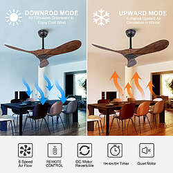 Acheter DZMDIP Ventilateur plafond 132 cm silencieux réversible avec télécommande blanc
