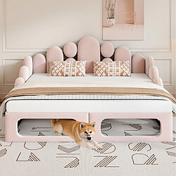 STILVORA Canapé-lit rembourré 180/200 cm rose en velours avec couchage pour animal pas cher