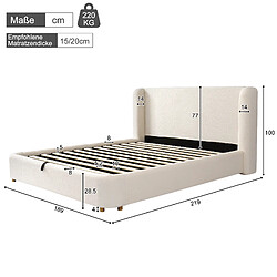 STILVORA Lit coffre 160/200 cm beige en bouclé avec tête de lit rembourrée pas cher