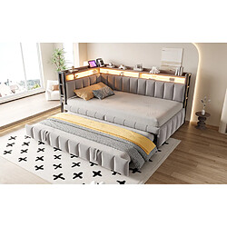 STILVORA Canapé-lit 211,5/101,5/90 cm gris en tissu avec LED réglable pas cher