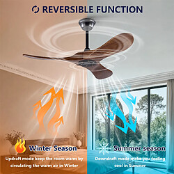 Avis DZMDIP Ventilateur plafond 107 cm noyer silencieux réversible avec télécommande