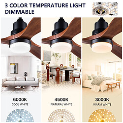 Avis DZMDIP Ventilateur plafond LED 132 cm avec télécommande et moteur DC silencieux, noyer foncé