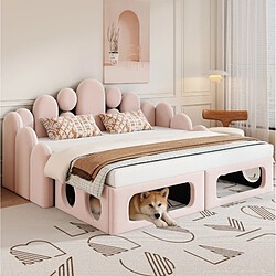 Avis STILVORA Canapé-lit rembourré 180/200 cm rose en velours avec couchage pour animal