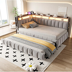 Acheter STILVORA Canapé-lit 211,5/101,5/90 cm gris en tissu avec LED réglable