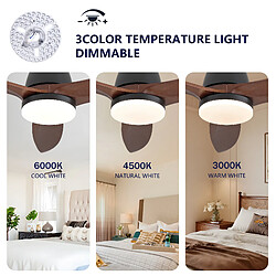 Avis DZMDIP Ventilateur de plafond LED 107 cm avec 3 températures de couleur et 6 vitesses,noyer foncé