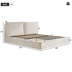Acheter STILVORA Lit rembourré 231/196/105 cm beige en Chenille avec tête de lit capitonnée
