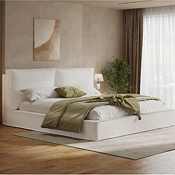 Avis STILVORA Lit rembourré 180/200 cm beige en bouclé avec coffre hydraulique