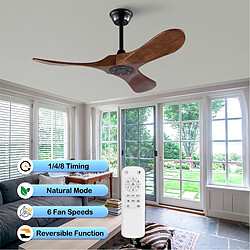 Acheter DZMDIP Ventilateur plafond 107 cm noyer silencieux réversible avec télécommande