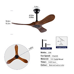 DZMDIP Ventilateur plafond 107 cm noyer silencieux réversible avec télécommande pas cher