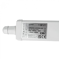 Ecolight Réglette LED étanche 150cm 80W 8800lm 4000K IP65 Eco pas cher