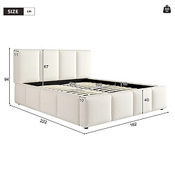 Acheter STILVORA Lit capitonné 160/200 cm beige en bouclé avec tête de lit rembourrée