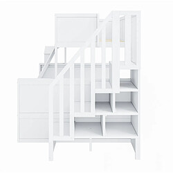 Lit Superposé Modenvie 90x200 140x200 rangement escalier blanc pas cher