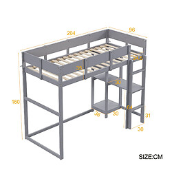Avis Lit Mezzanine Enfant Modenvie 90x200 cm - rangement - Gris