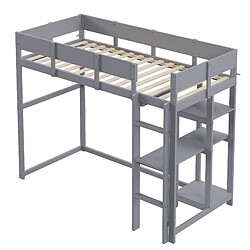 Lit Mezzanine Enfant Modenvie 90x200 cm - rangement - Gris pas cher