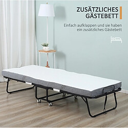 STILVORA Lit d'appoint 200/90/42,5 cm blanc en polyester pliable avec roulettes pas cher