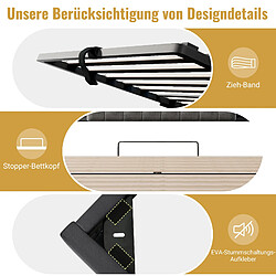 STILVORA Lit rembourré 140/190 cm gris en lin avec LED et ports de charge pas cher