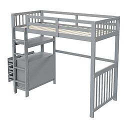 Acheter Lit Mezzanine Enfant 90x200 cm Modenvie rangement escalier securise Gris