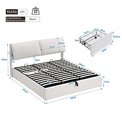 Acheter STILVORA Lit rembourré 180/200 cm beige en velours avec 3 tiroirs et coffre