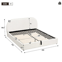 Acheter STILVORA Lit coffre 180/200 cm beige en bouclé avec tête de lit rembourrée