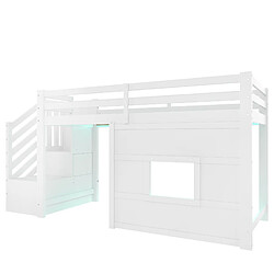 Acheter Lit Mezzanine 90x200 cm Modenvie rangement LED Blanc
