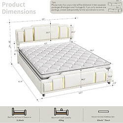 STILVORA Lit capitonné 160/200 cm beige en velours avec tiroirs et bande LED pas cher